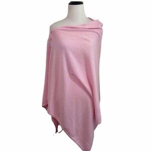 Hannah Rose- Cotton & Cashmere Blend/ Pink Shell Button/Wrap Shawl Scarf- Medium